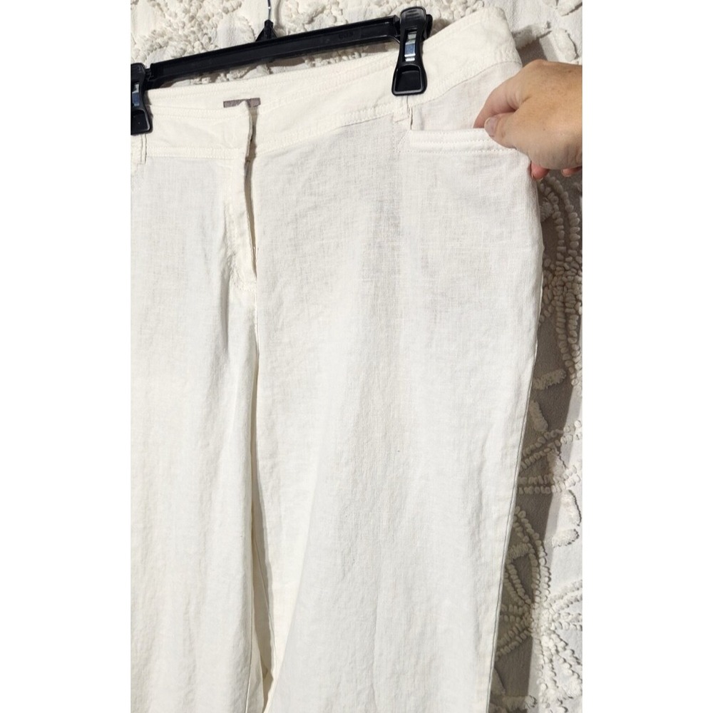 J Jill Womens Linen Pants Size 14 Tall White Beach Family Pictures Resortwear - Picture 6 of 13